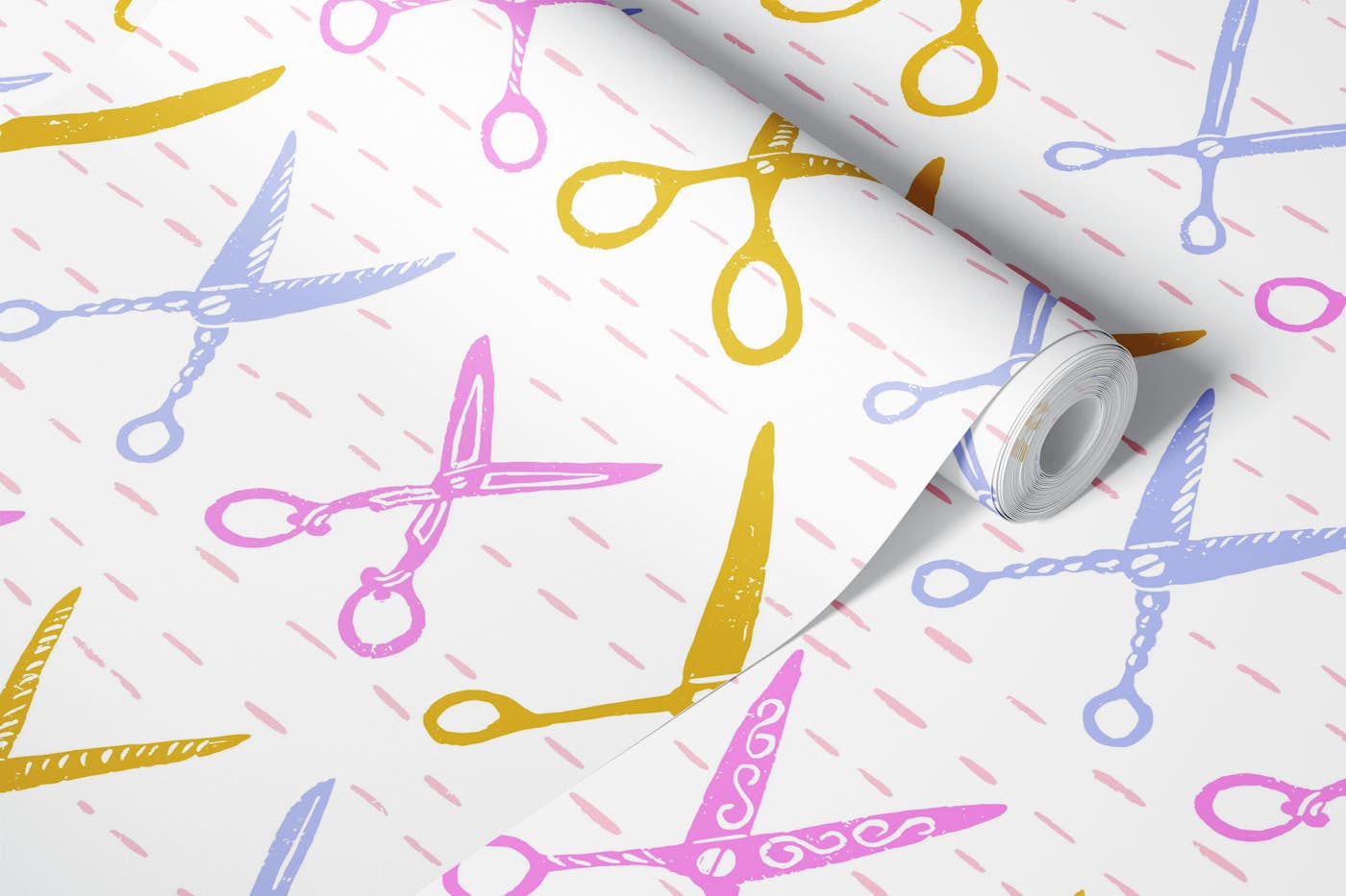 Colorful Vintage Quilt Sewing Scissors wallpaper roll