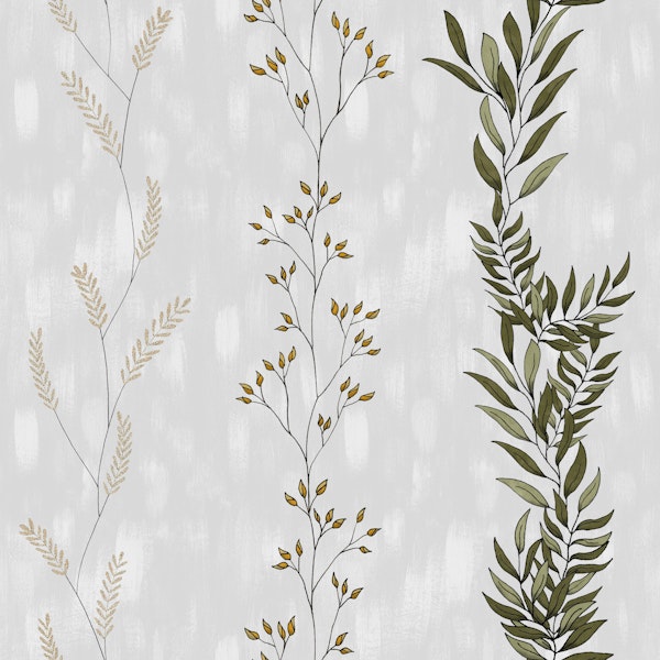 Rustic Botanical Stripes Gray