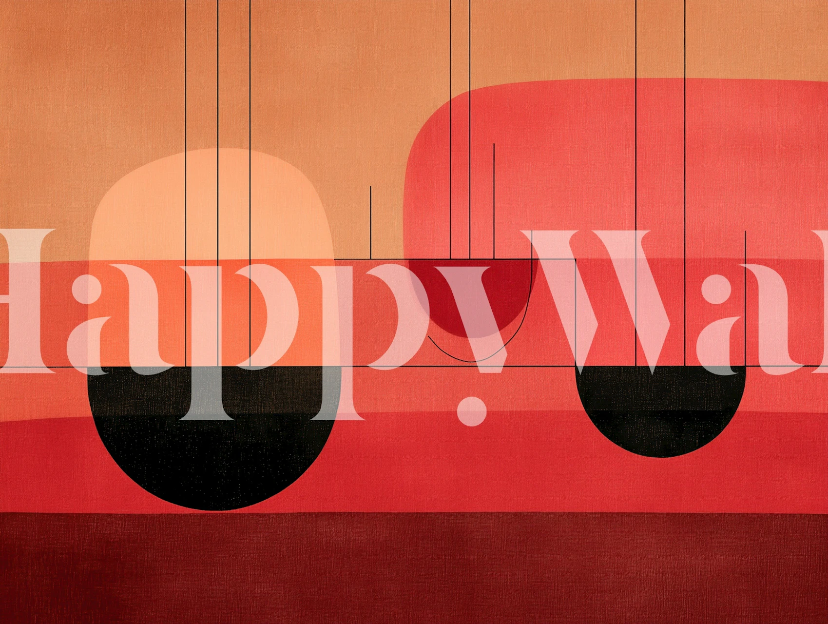 Modern geometric shapes in red and black wallpaper