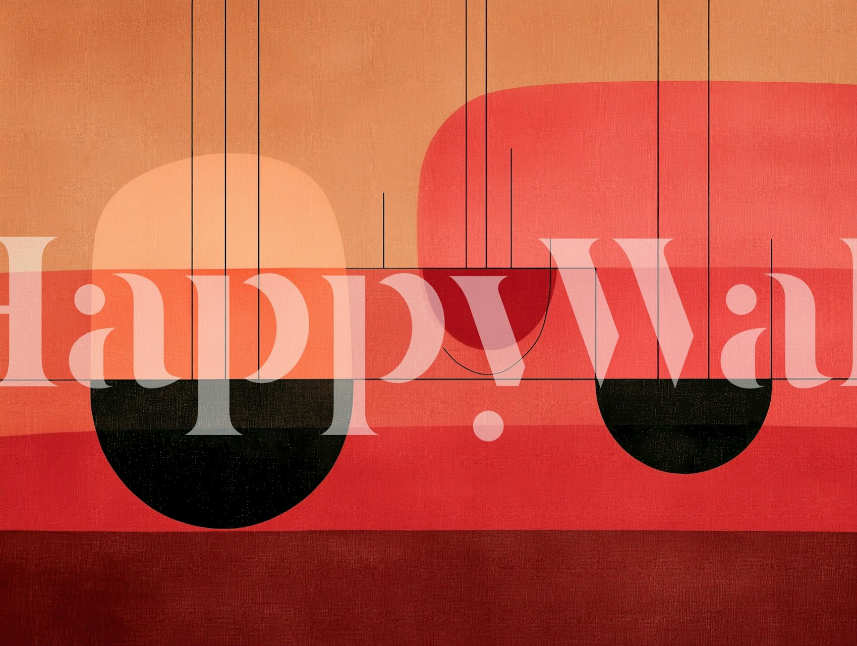 Modern geometric shapes in red and black wallpaper