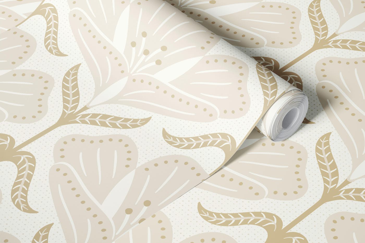 neutral cream buttercup big wallpaper roll