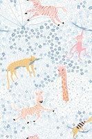 Whimsical Safari - blue line work tapet