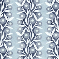 Paper Cutout Circle Floral on Denim Blue wallpaper