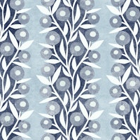 Paper Cutout Circle Floral on Denim Blue carta da parati