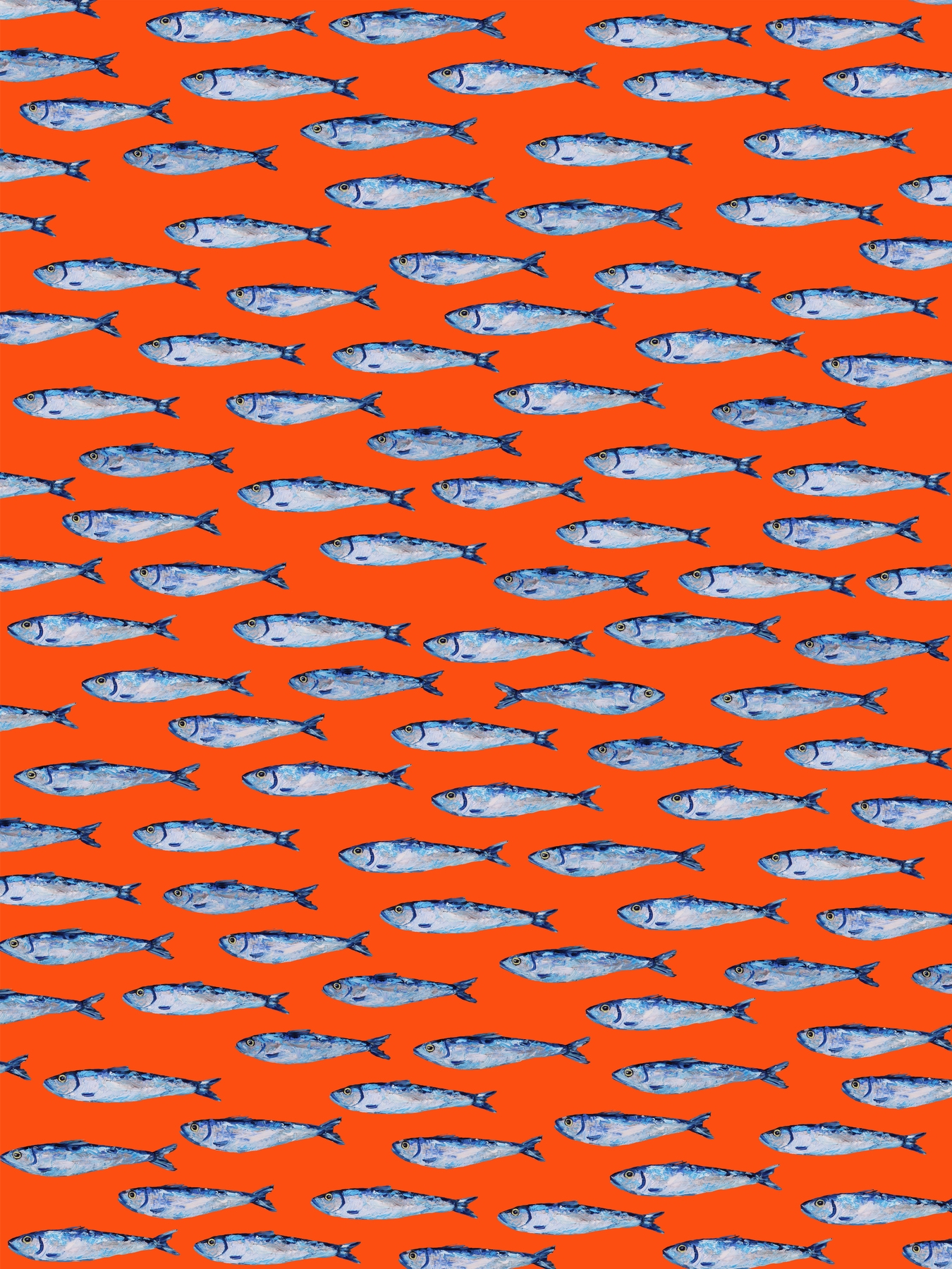 Bold Sardines on Orange Wallpaper | Happywall