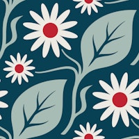 Elegant Daisy Harmony in Teal Red - S papiers peint