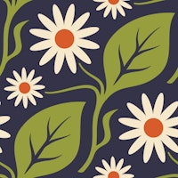 Elegant Daisy Harmony in Green Orange - L papiers peint