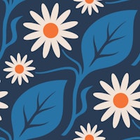 Elegant Daisy Harmony in Blue Orange - L tapetit