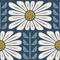 Retro Chic Flowers in Blue - L papiers peint