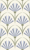 Vintage Fan Leaves Blue Geo Flowers tapeta
