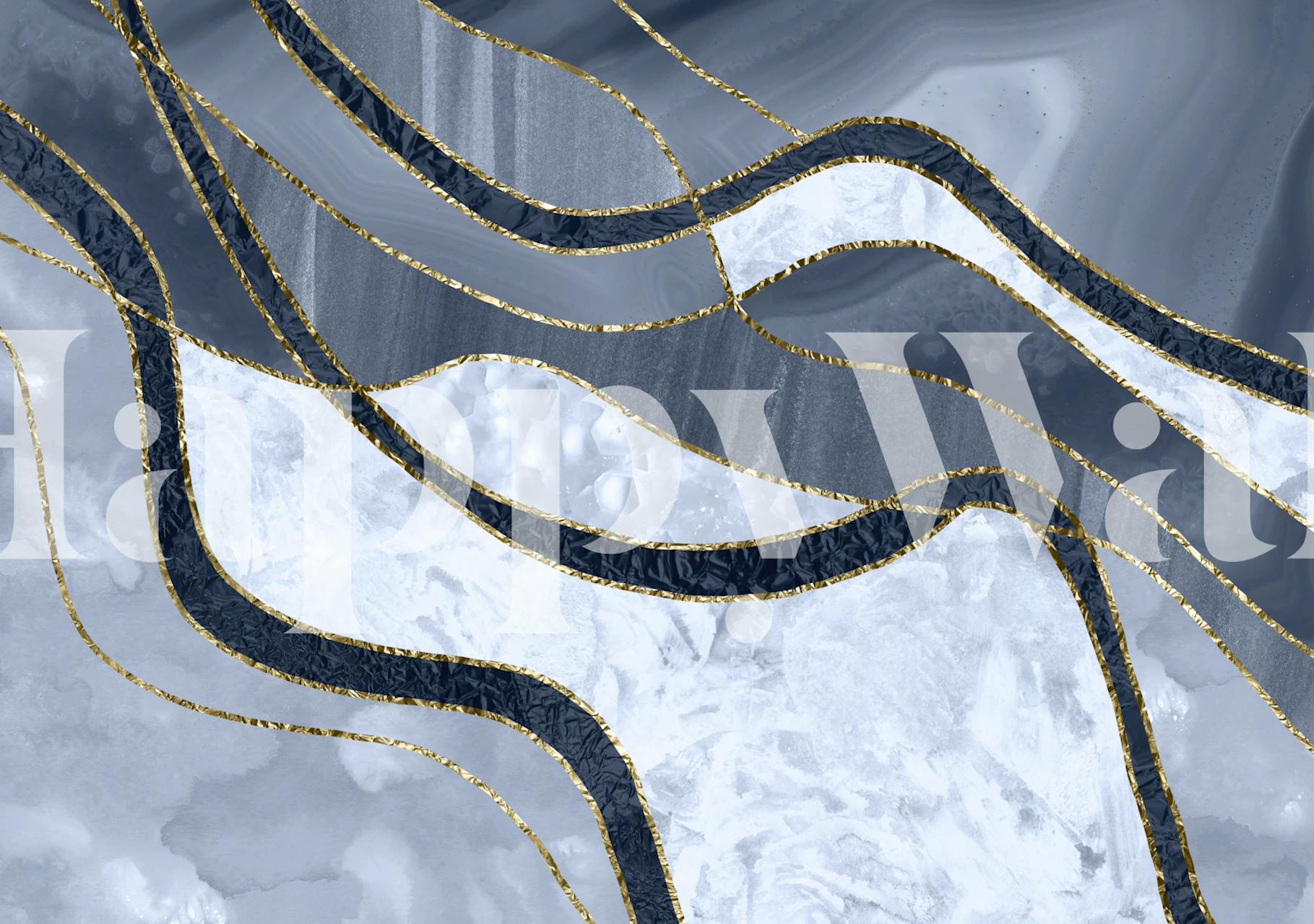 Marble Agate Gold Glam behang in een kamer