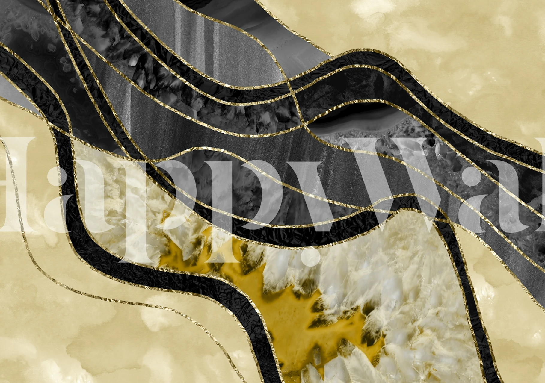 Marble Agate Gold Glam wallpaper in room