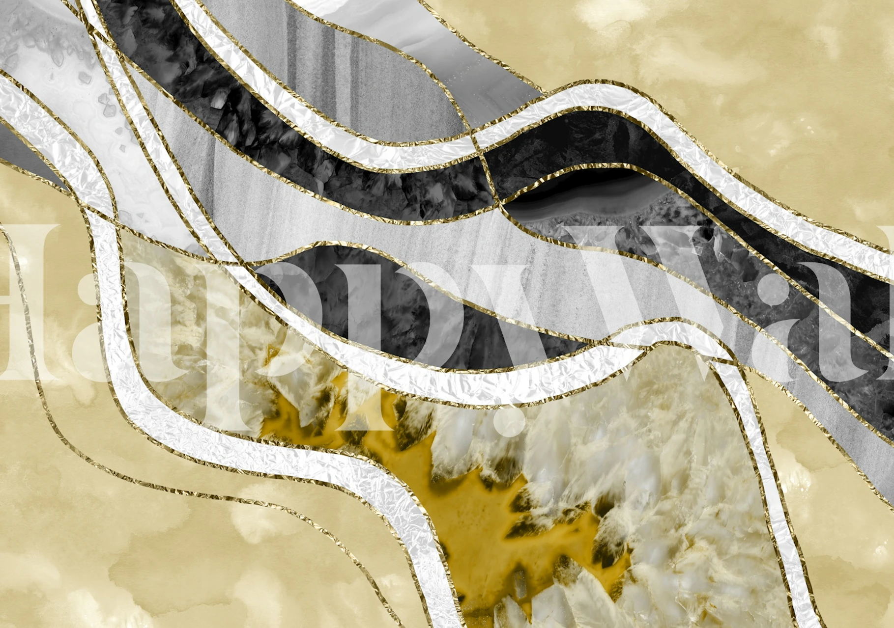 Marble Agate Gold Glam 7 tapetti huoneessa