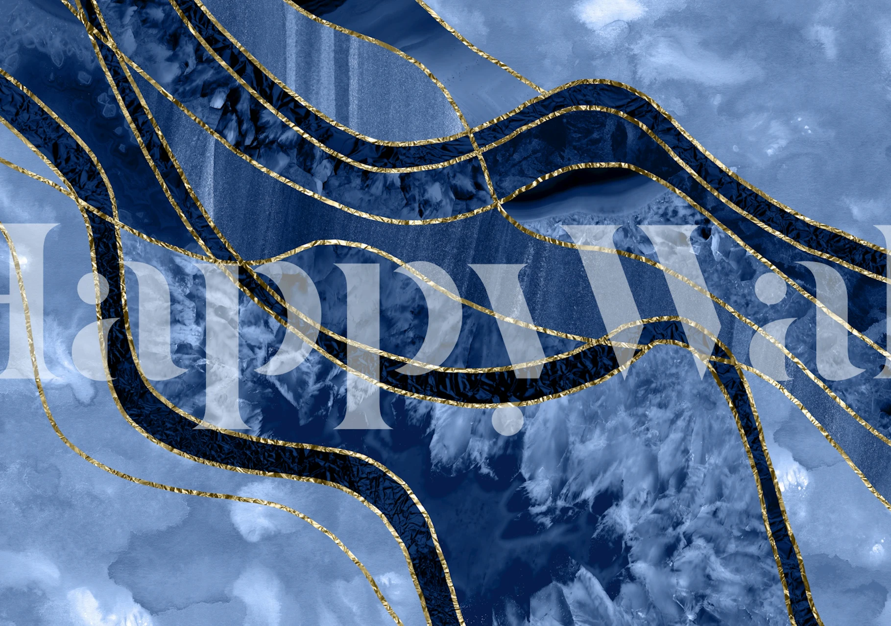 Marble Agate Gold Glam behang in een kamer