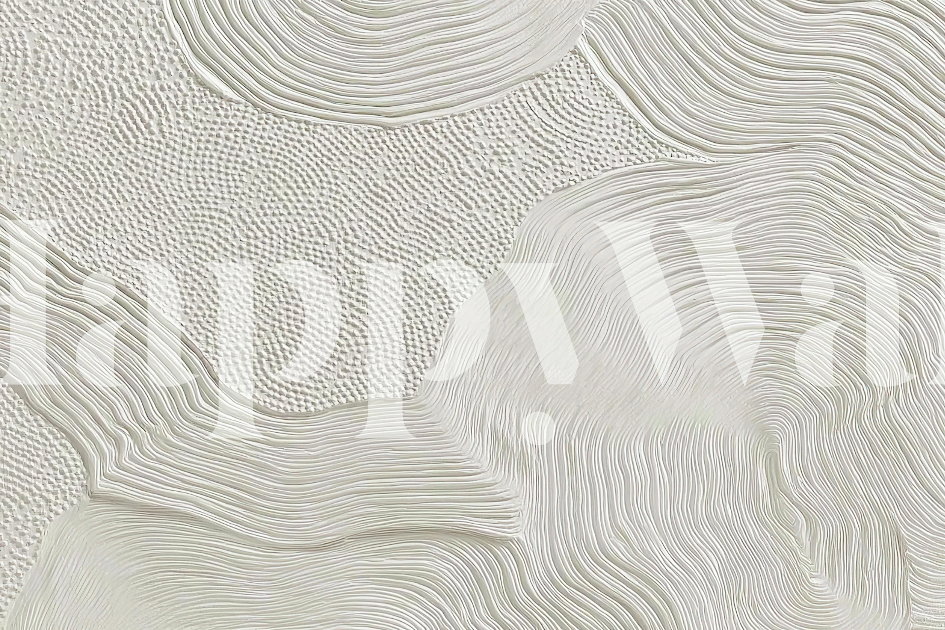 Textured white wallpaper with wavy and smooth patterns.
