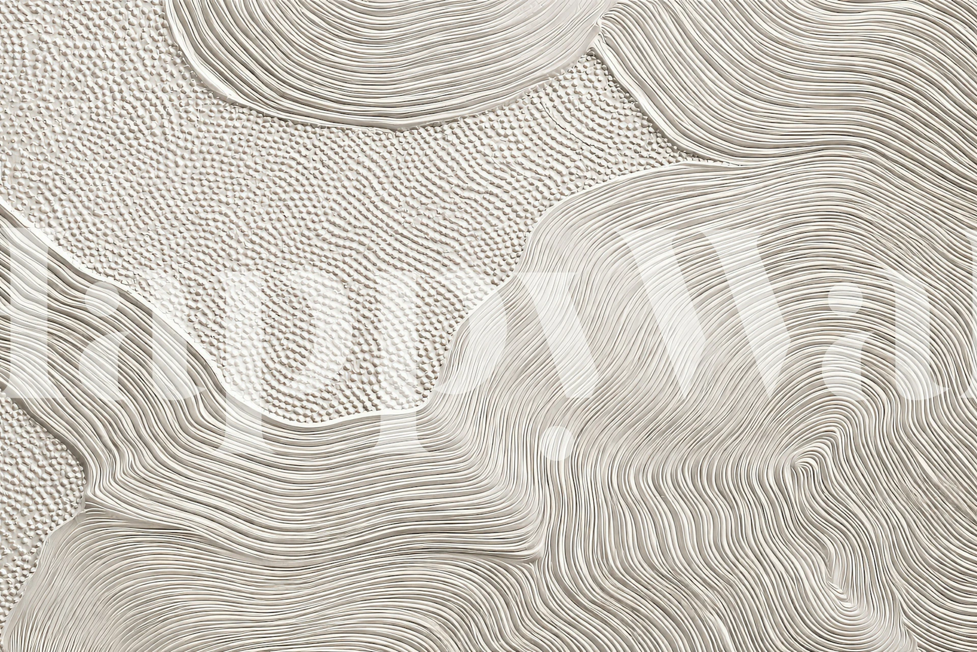 Textured white wallpaper with wavy and smooth patterns.