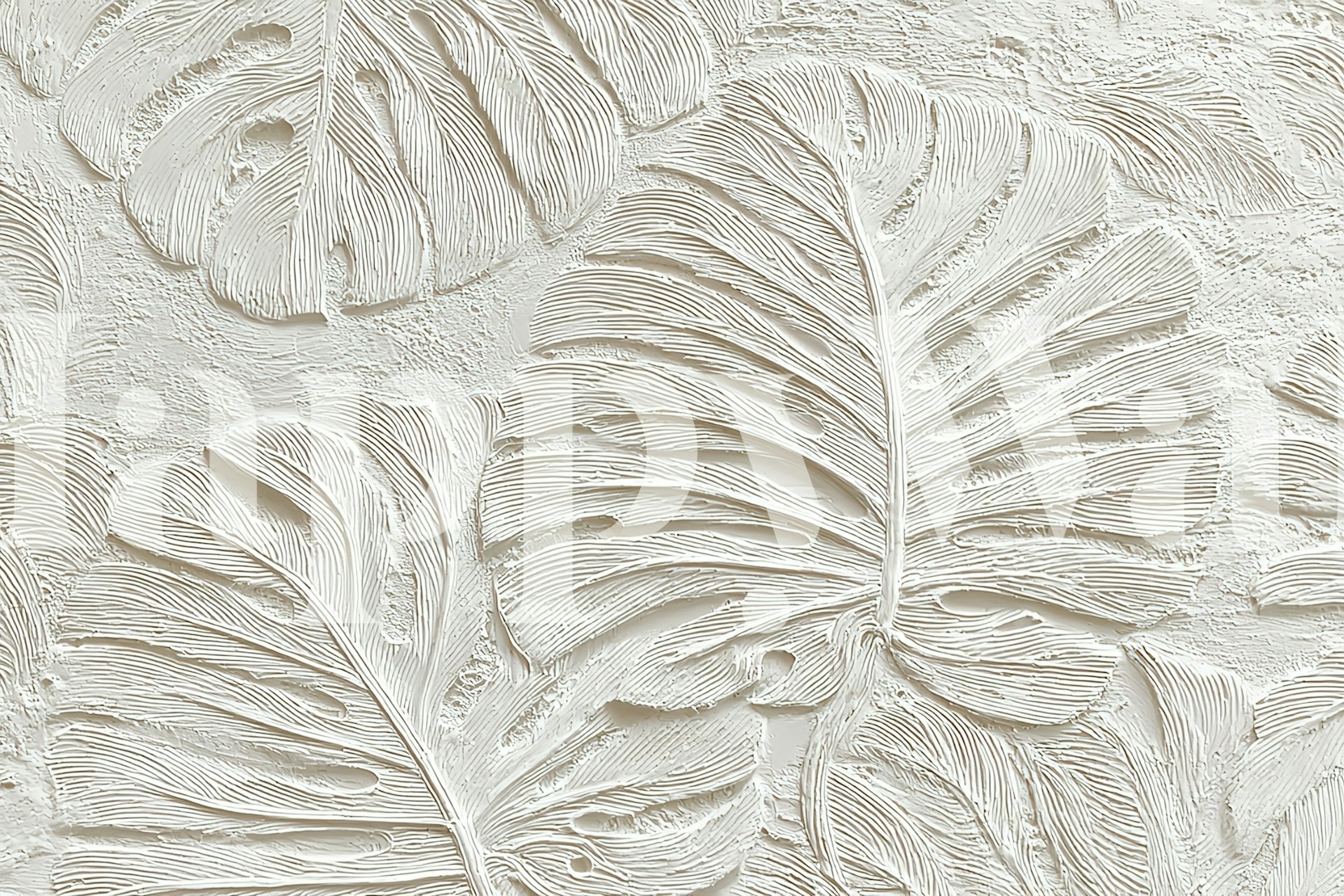 Textured white tropical leaf wallpaper design