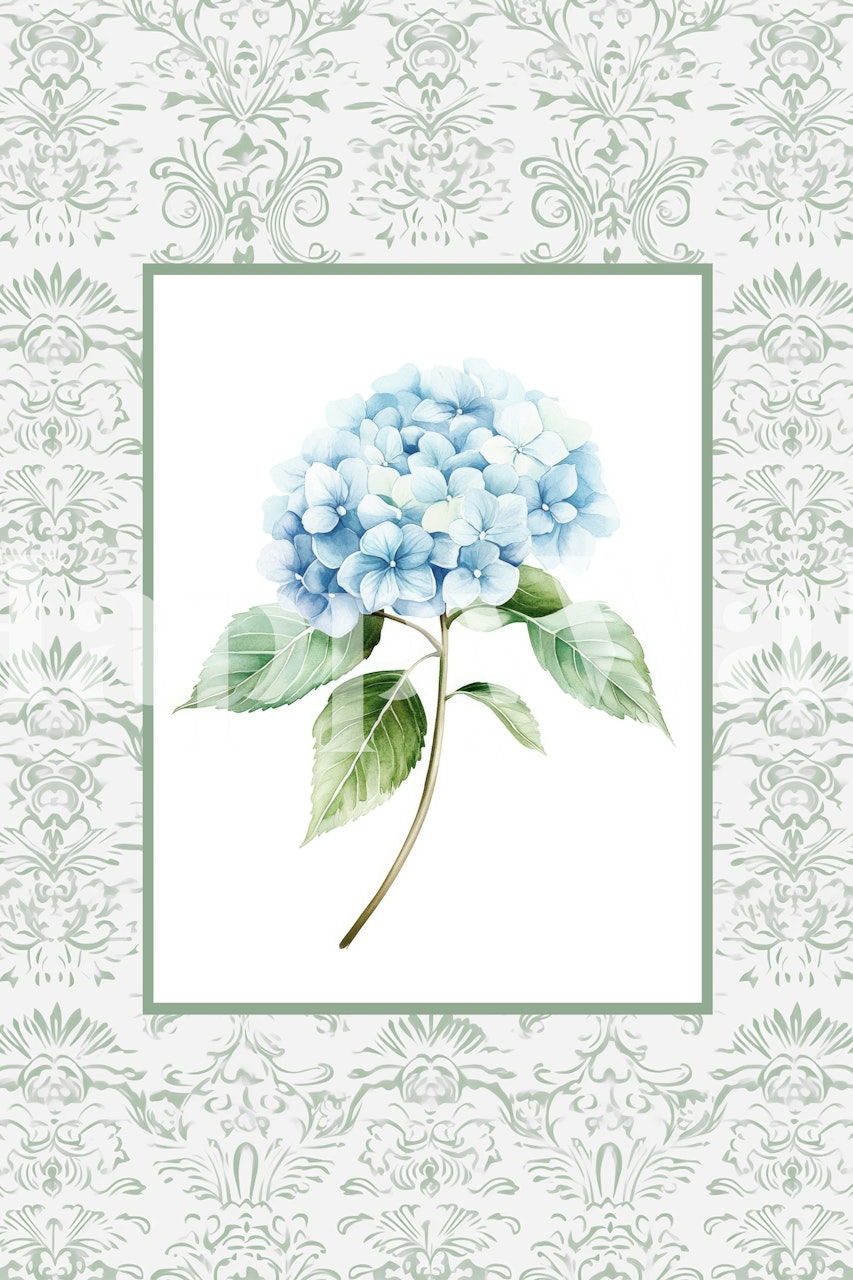 Elegant Blue Hydrangea ταπετσαρία σε ένα δωμάτιο