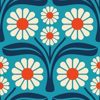 Bold Daisy Retro in Blue Red - S tapet