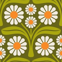 Bold Daisy Retro in Green Orange - S papiers peint