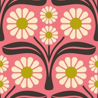 Bold Daisy Retro in Pink Green - S papiers peint
