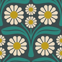 Bold Daisy Retro in Green Teal - S papiers peint
