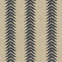 Charcoal Fern Leaf Stripe on Sand Linen tapete