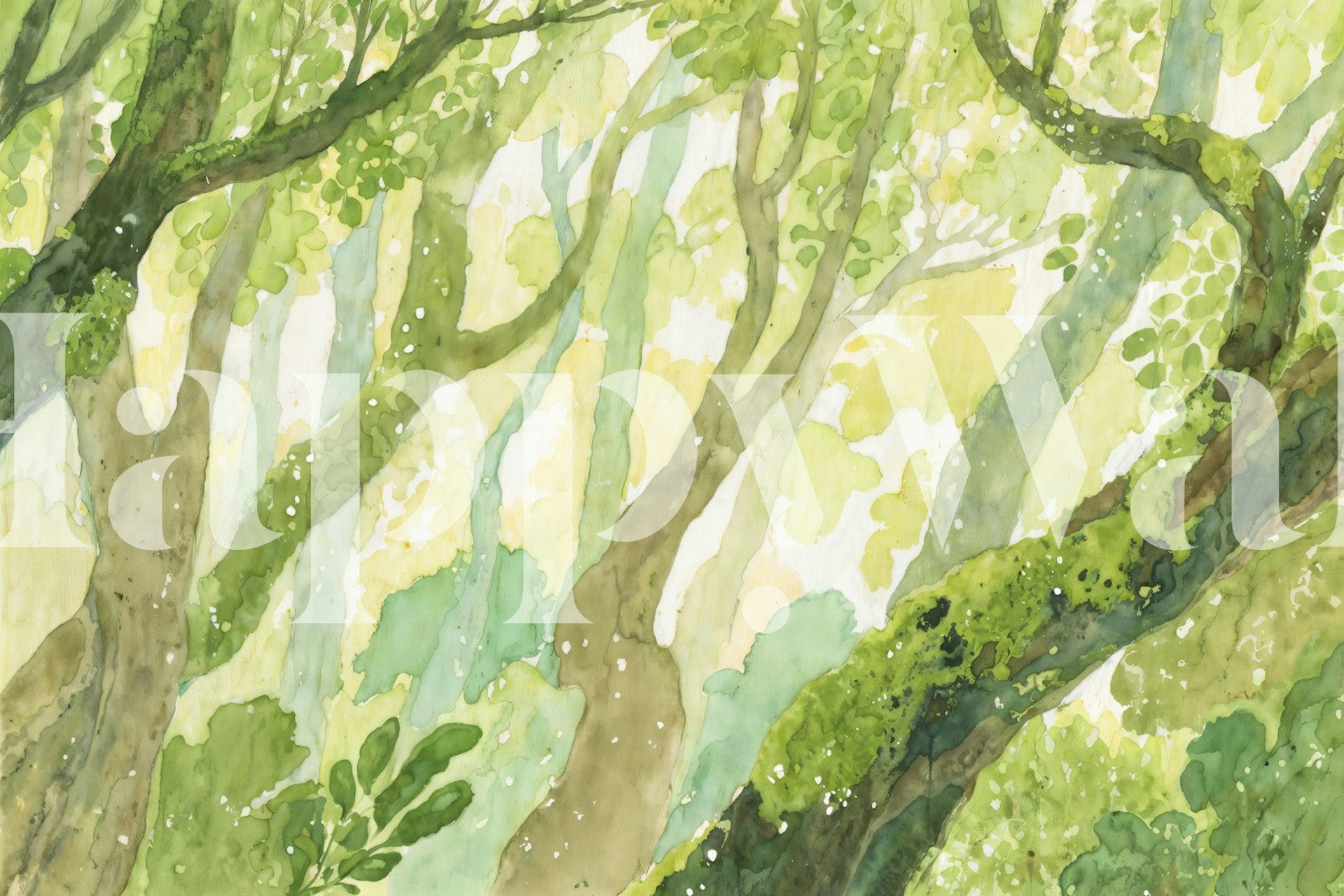 Papel de parede Mossy Trees Harmony em um quarto