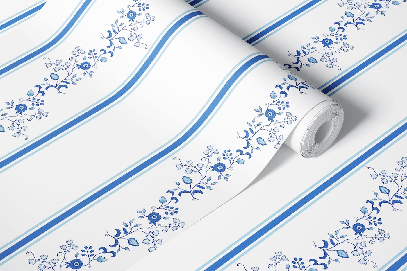 Blue Floral Elegance wallpaper roll