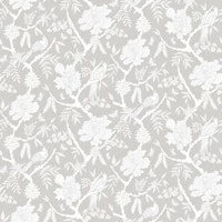 Chinoiserie Garden – White on Greige Linen wallpaper