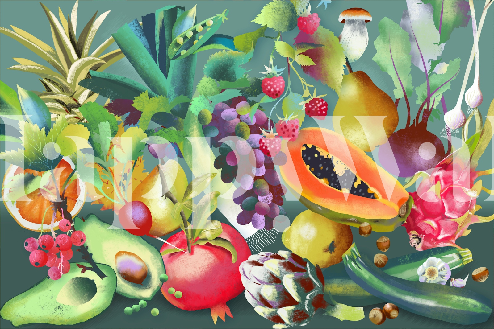 Fruits and Vegetables Still Life Wallpaper - Happywall
