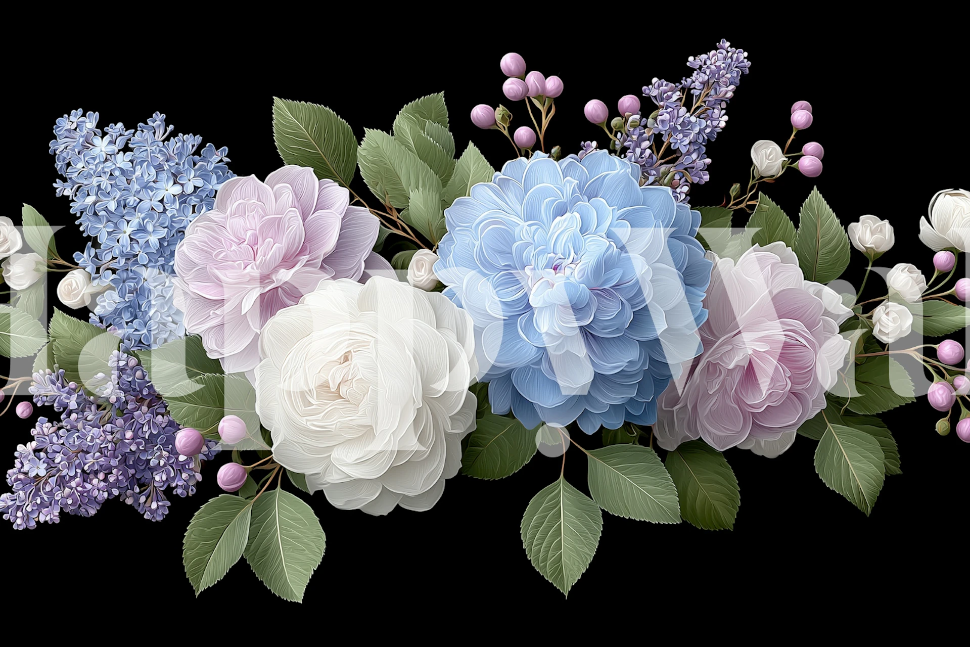 Lilac Rose Fantasy behang in een kamer