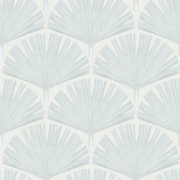 Palm Leaf Serenity - Pale Blue Grey