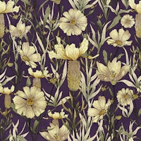 Hand drawn vintage garden midnight purple wallpaper