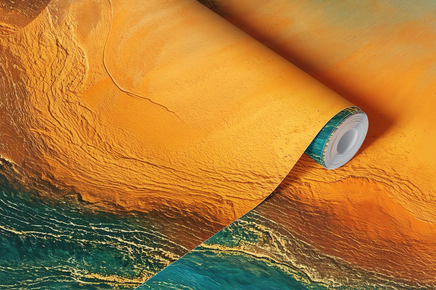 Oceanic Gold Waves wallpaper roll