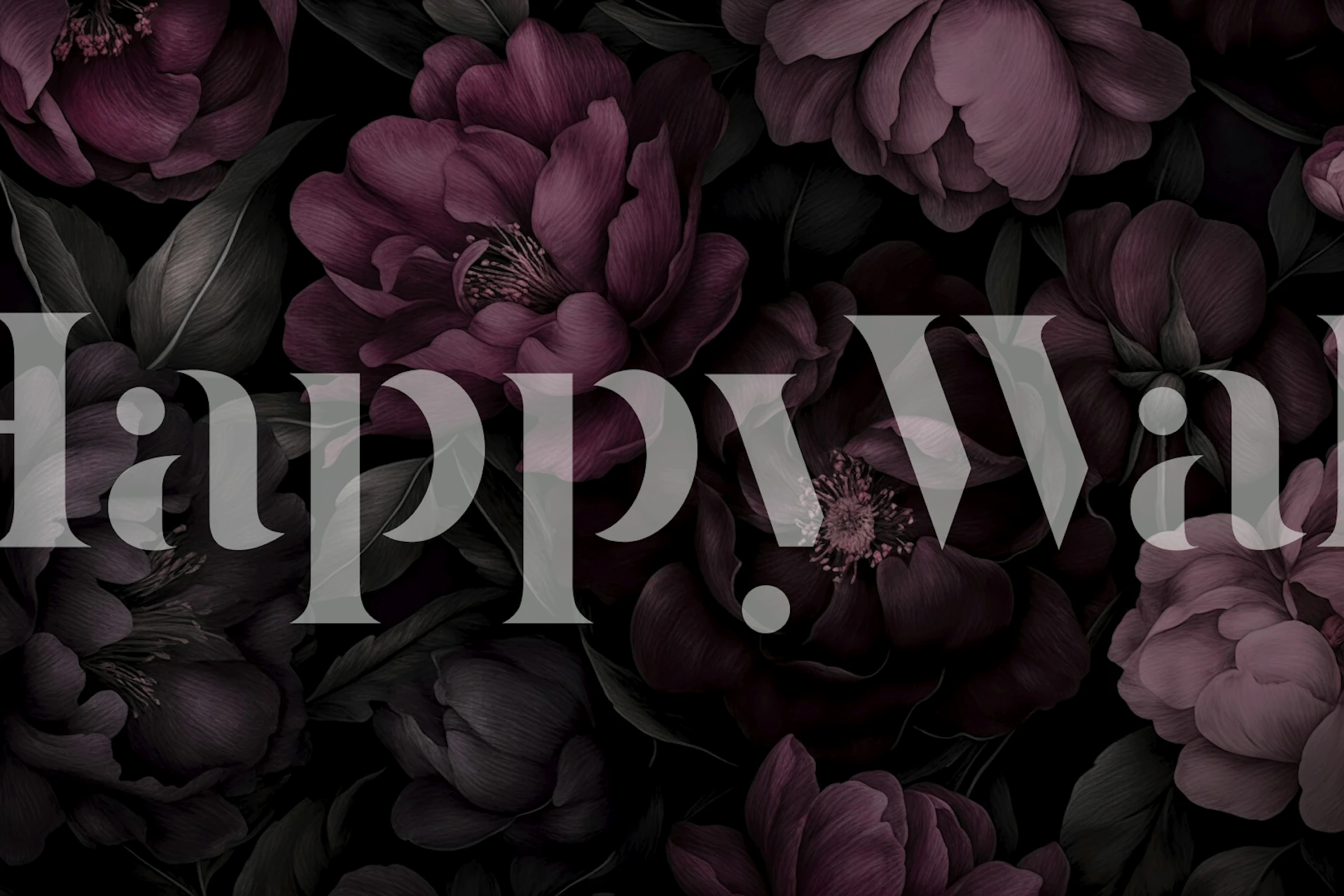 Large mauve flowers on a black background wallpaper