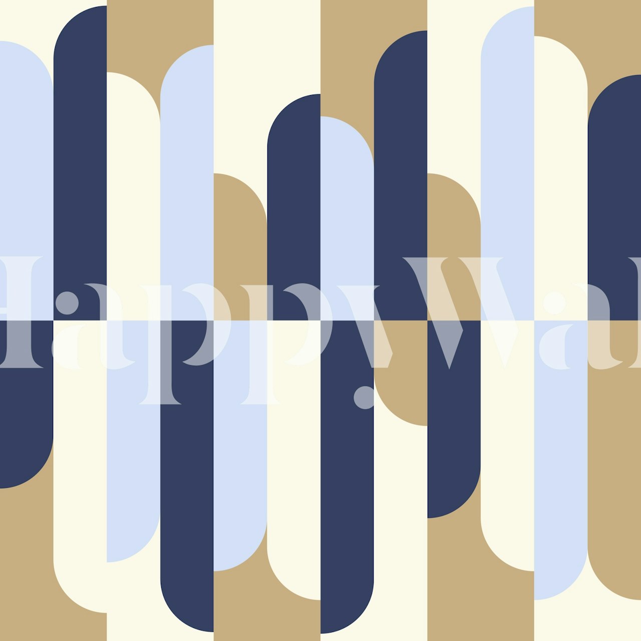 Midcentury Arch Boards Blue wallpaper in a room