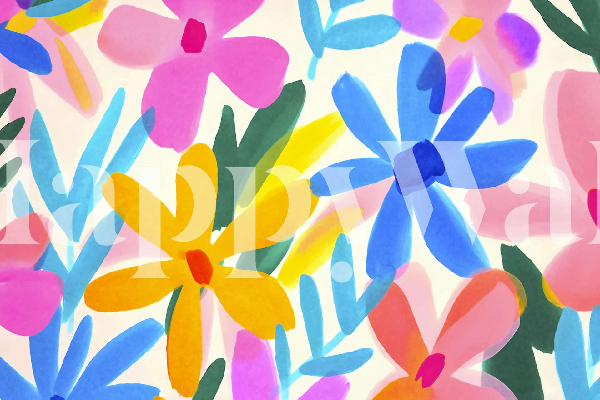 Barevný květinový design tapety v místnosti