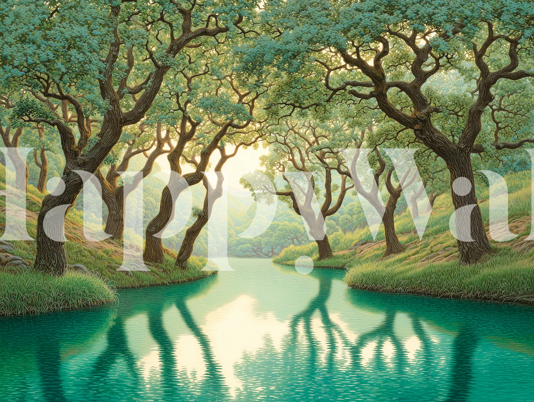 Mystical Woodland River wallpaper in a room