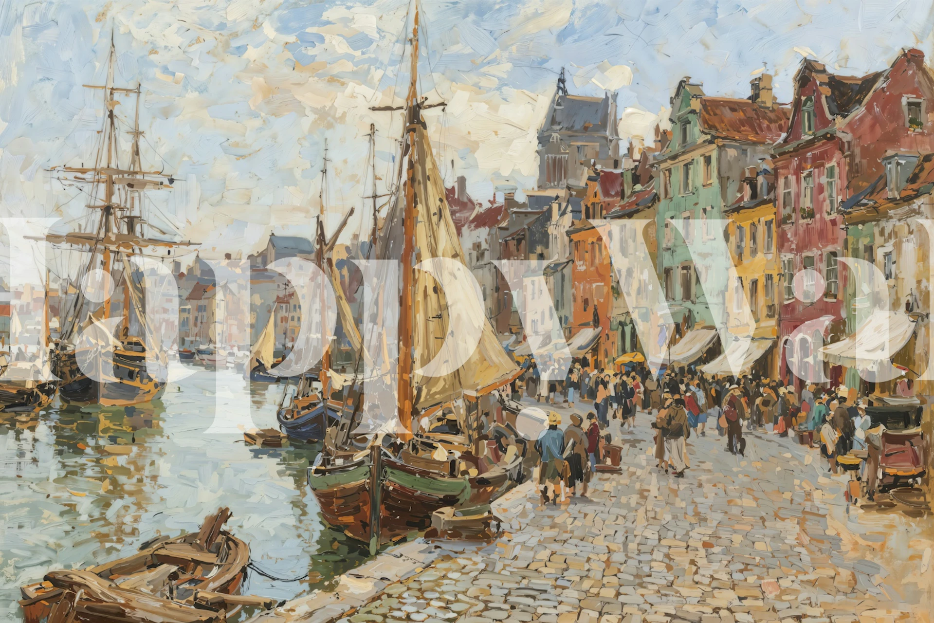 Historic Port Town Escape tapet i et rum