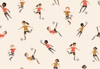 Playful Soccer Kids red yellow tapete