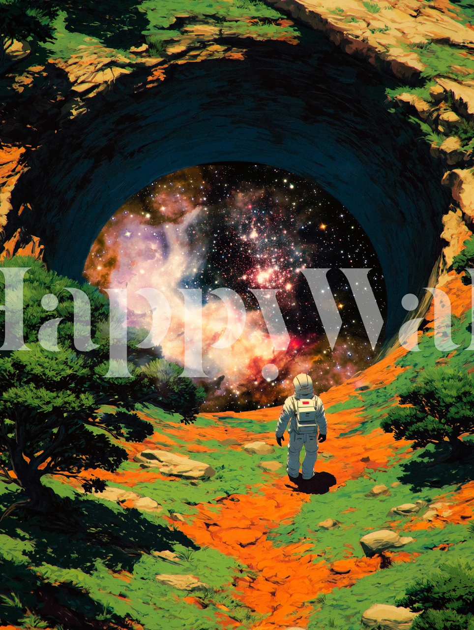 Galaxy Portal-tapet i et levende rum