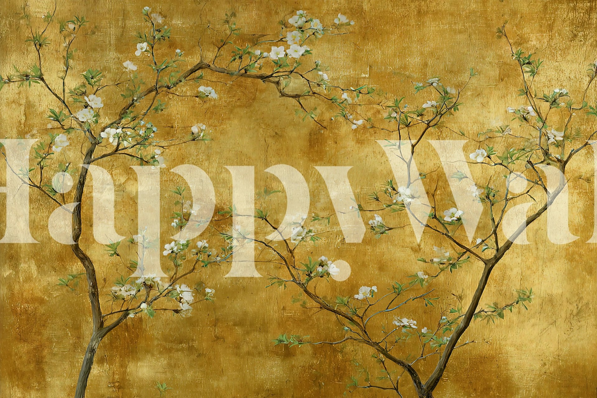 Golden Walk floral wallpaper in a room