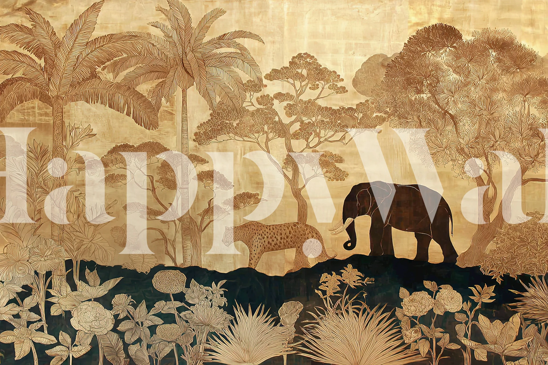 Golden Jungle 2 tapet i et stilrent rom