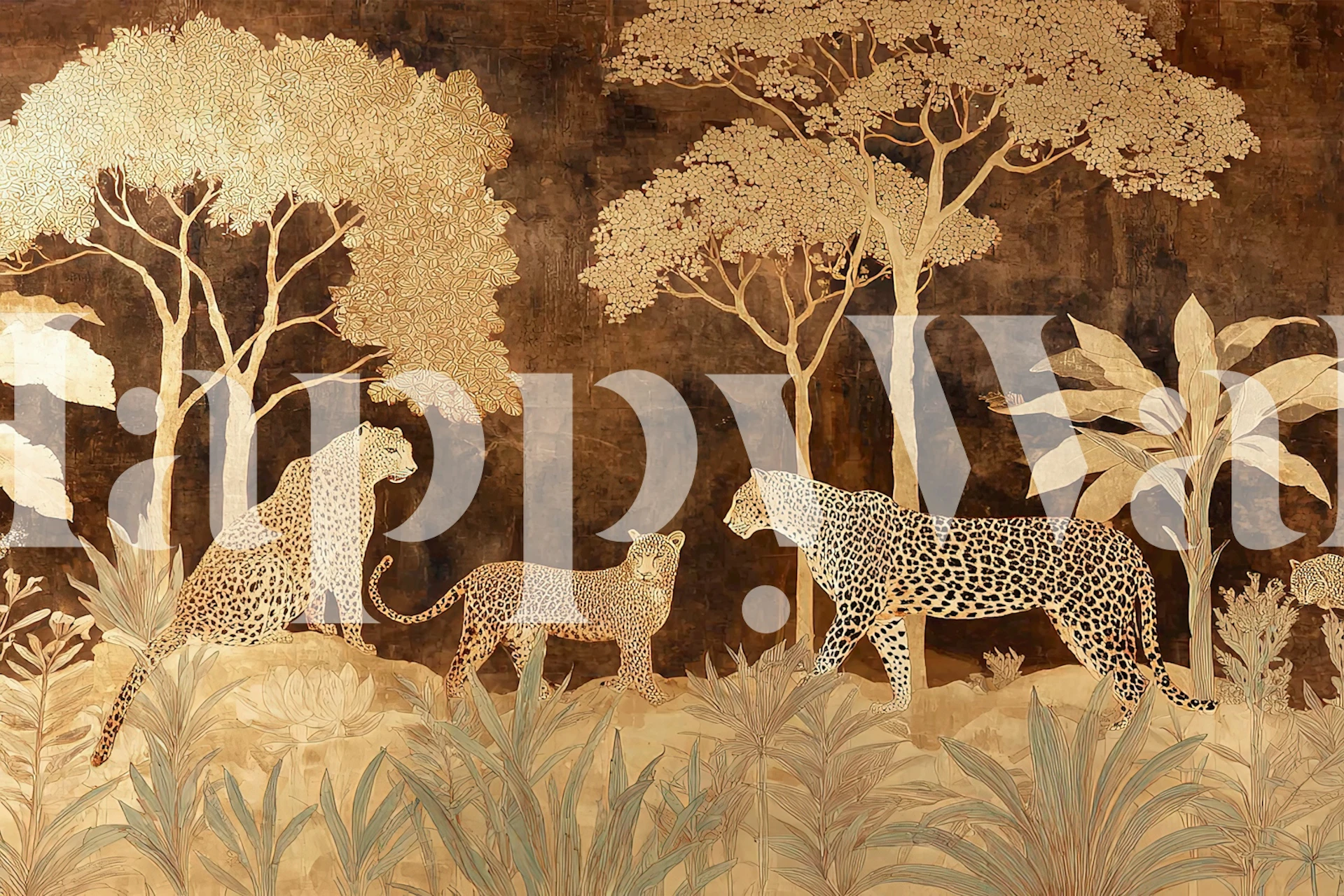 Golden Jungle 3 wallpaper displayed in a room