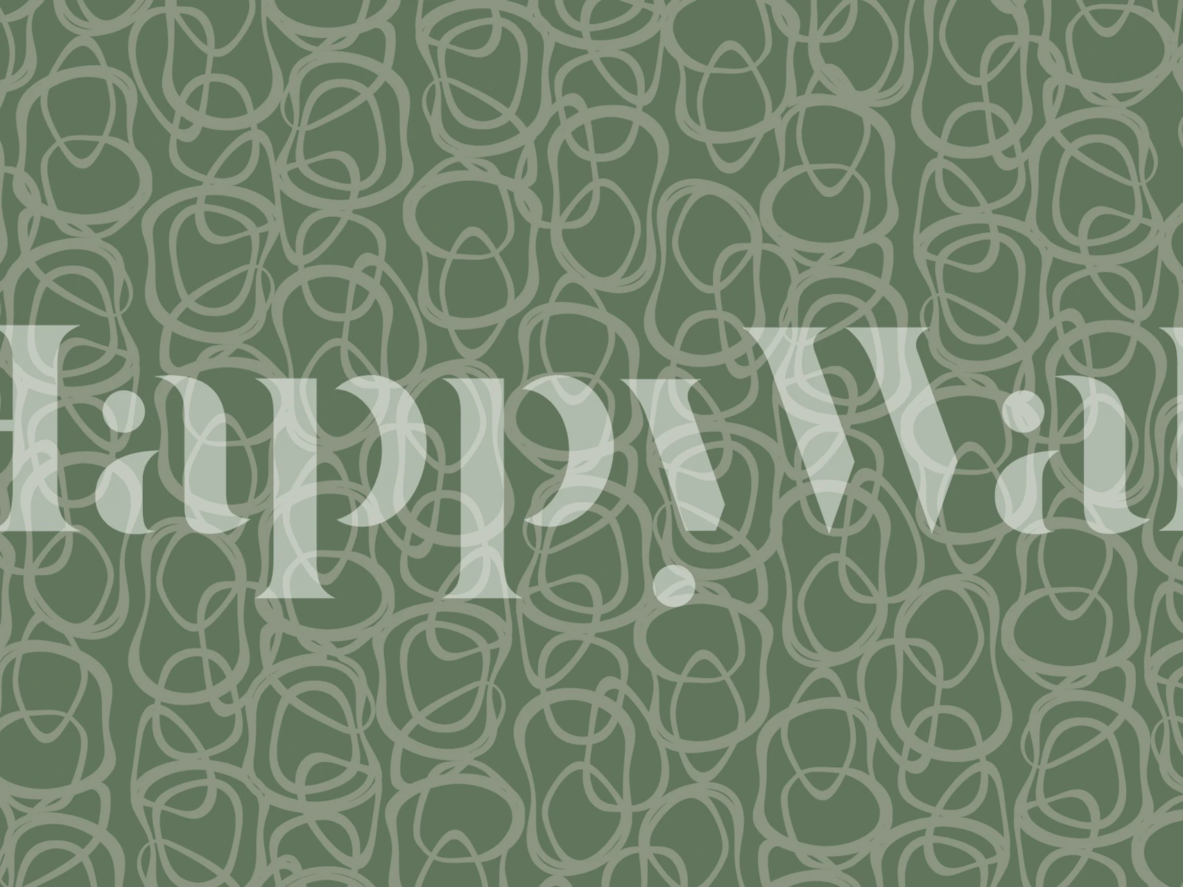 Olive green line shapes wallpaper in a room