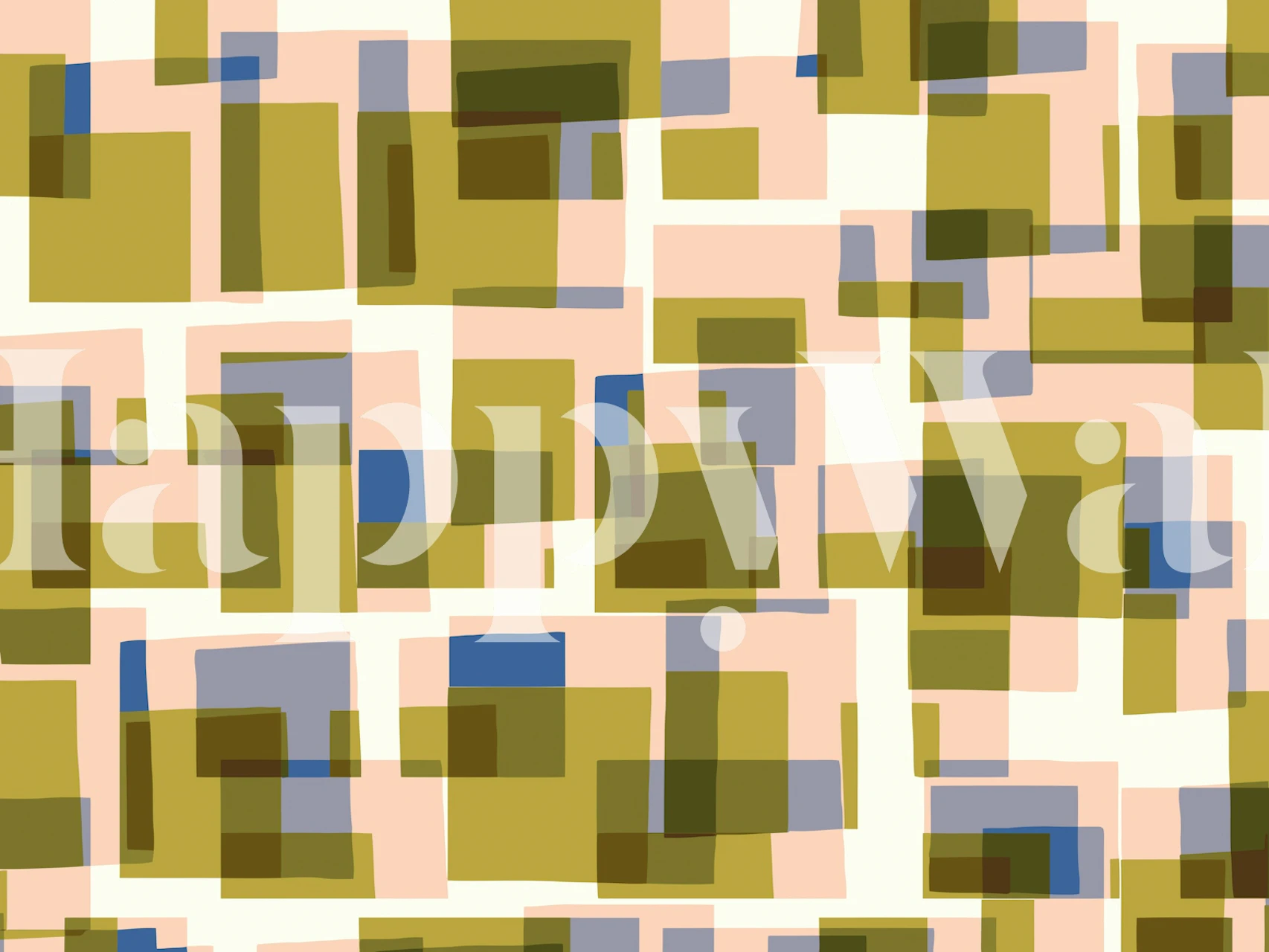 Retro Boxy Shapes wallpaper in a room