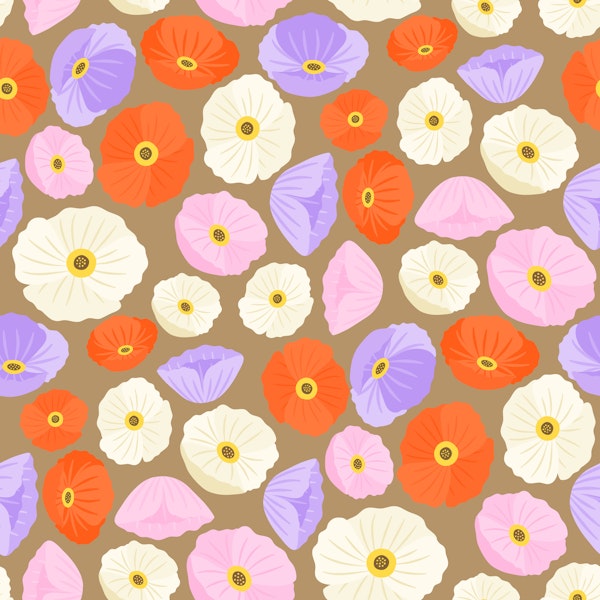 Gold Californian Poppies Repeat Pattern