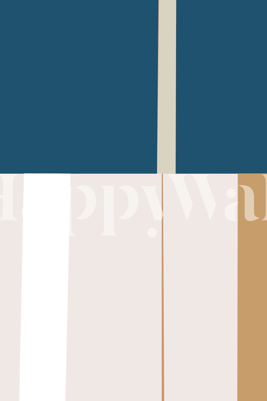 Geometric shapes in shades of blue, beige, and white wallpaper