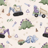 Dino Construction - cream ταπετσαρία